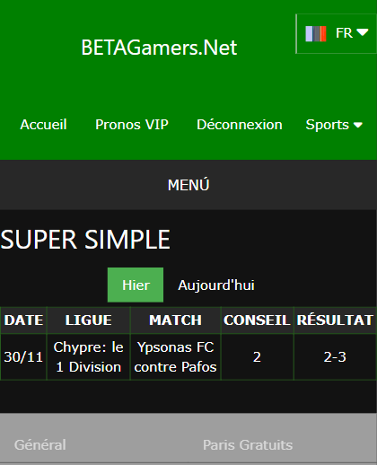 pari VIP gagné ticket